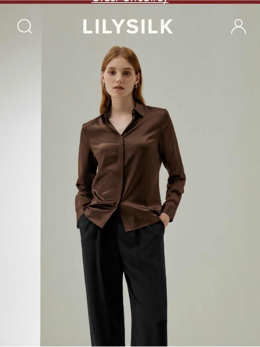 LILYSILK Satin Button-Down Shirt in Chocolate Brown
